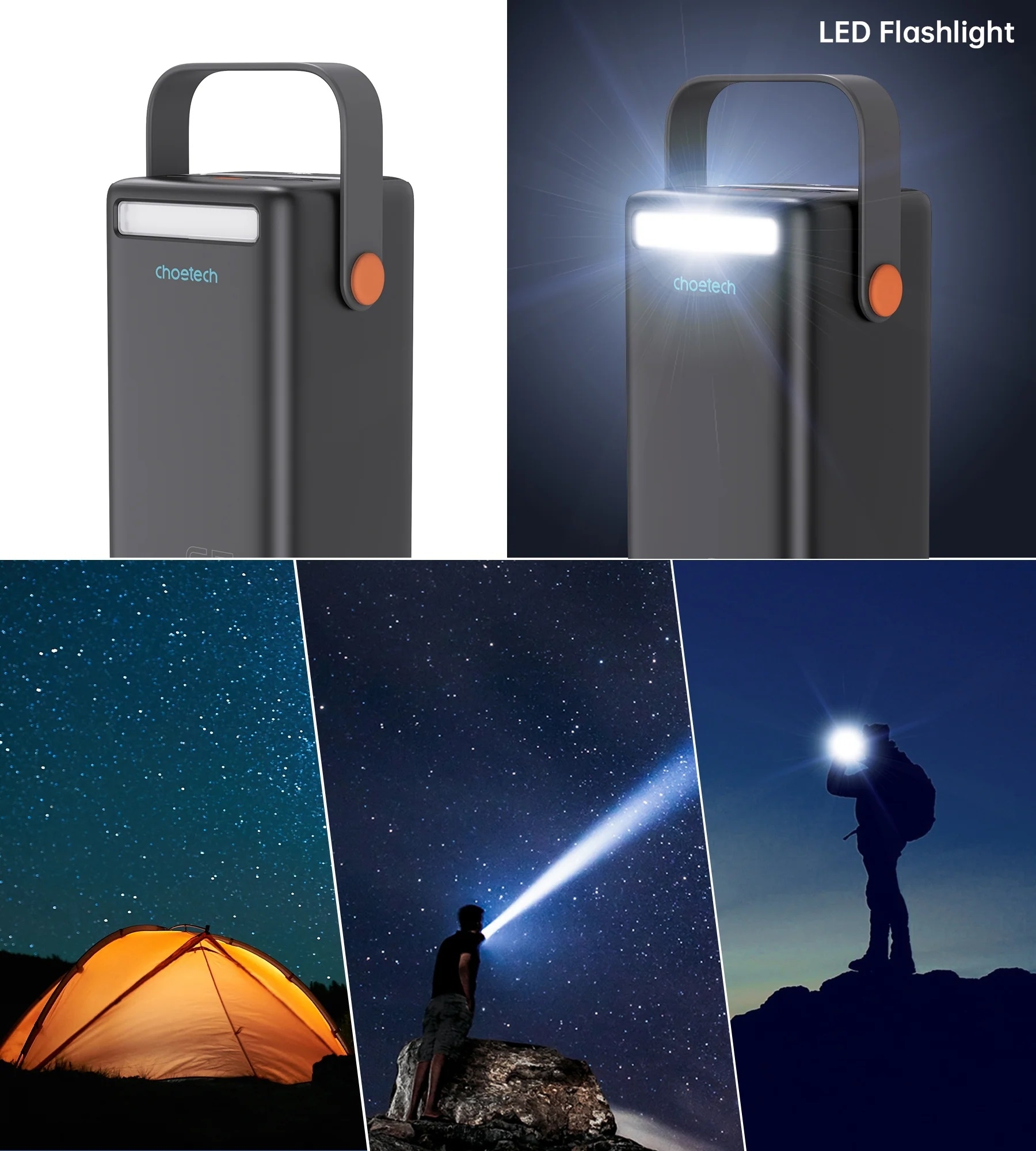 CHOETECH B664 50000mAh PD65W Power Bank with LED Flashlight - Image 5