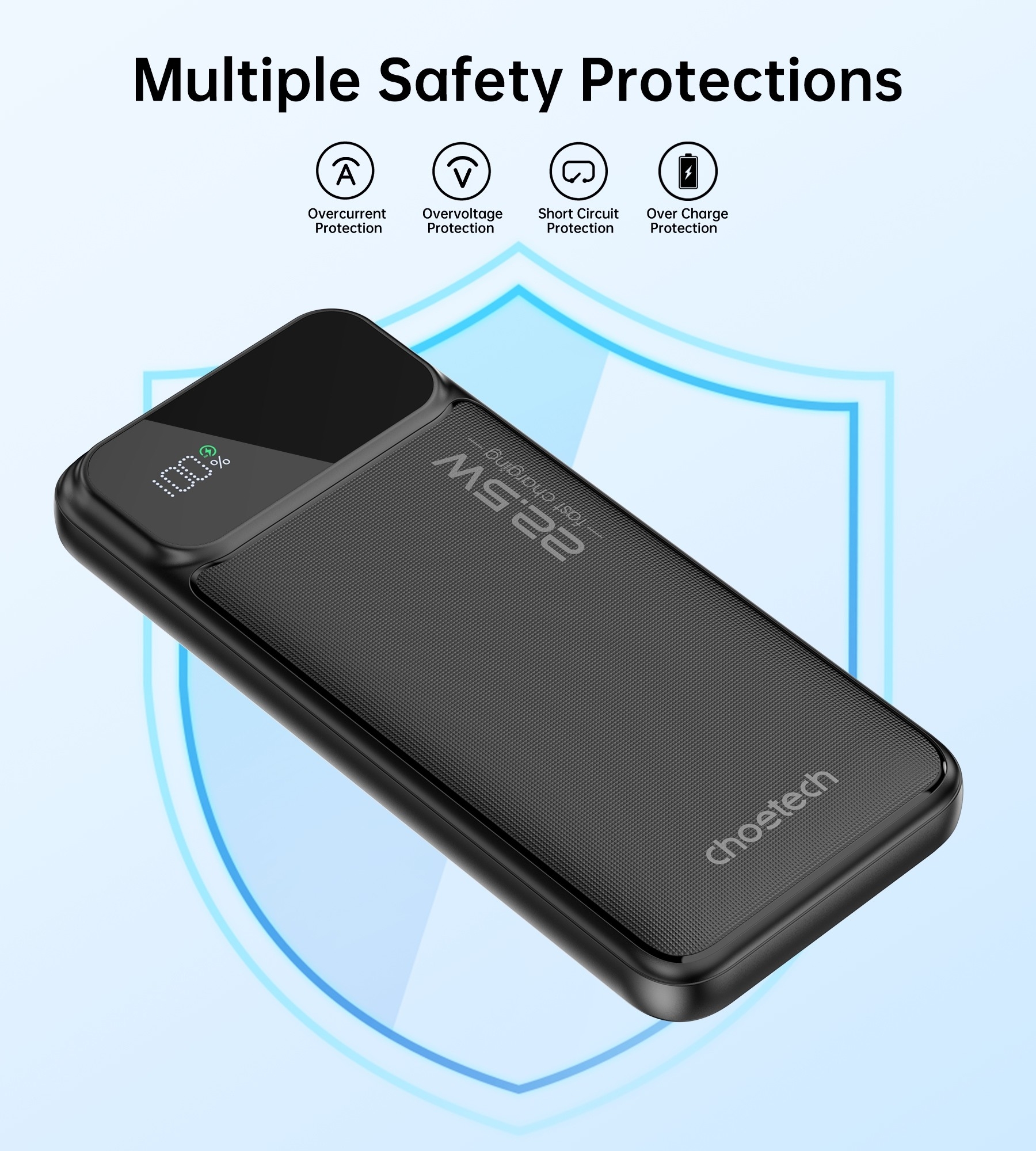 CHOETECH 10000mAh 22.5W Fast Power Bank Digital Display - Image 4
