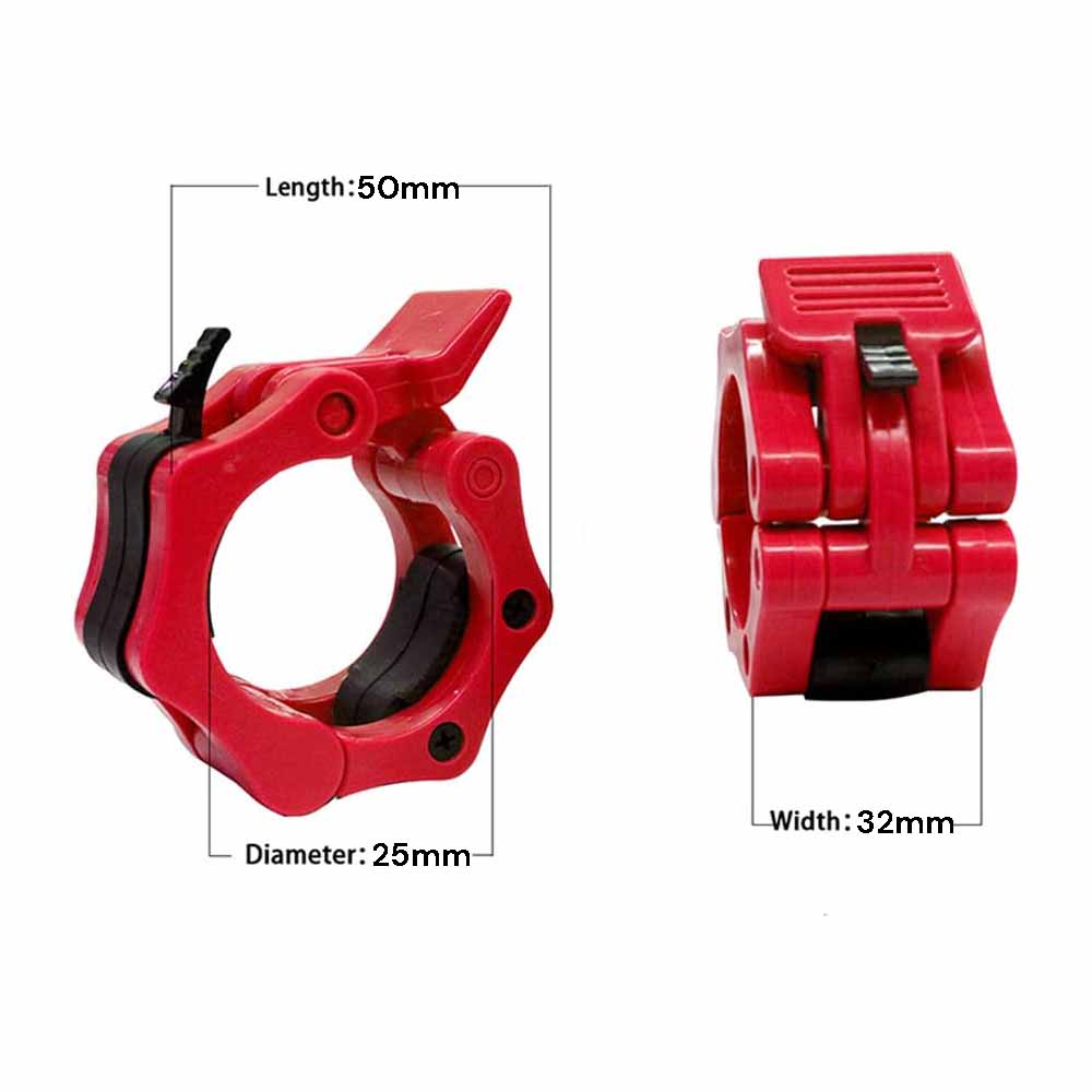 2Pcs 25mm Dumbbell Barbell Clamps Collars Clips Red - Image 2