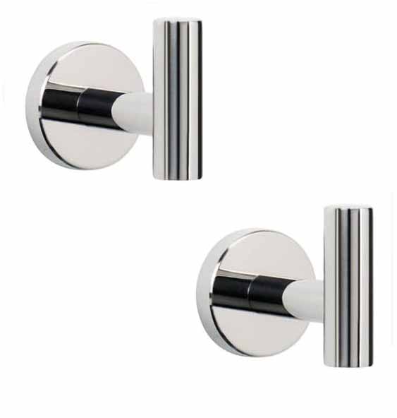2 Pcs Wall Mount Towel Hooks Polished Chrome Bathroom Kitchen