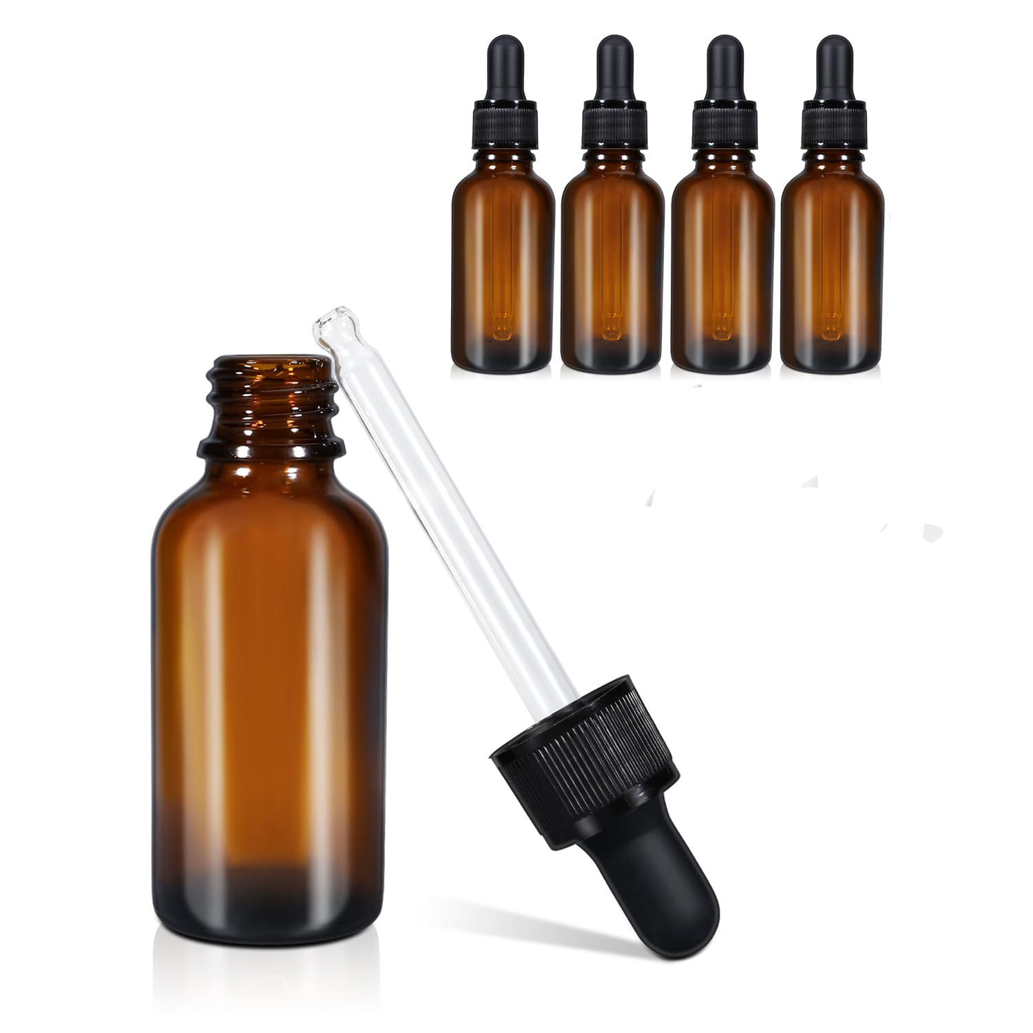 Amber Glass Dropper Bottles for Essential Oils - 5ml (5 Pack)
