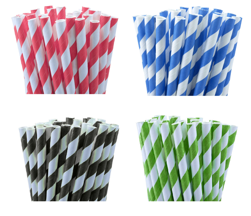 50 Pack Blue White Eco Paper Drinking Straws - Image 4