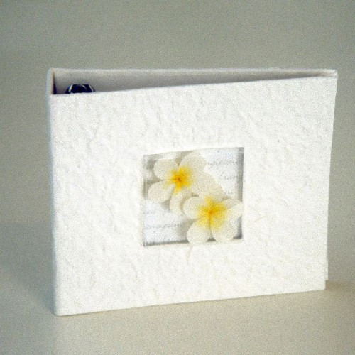 Frangipani CD Disc Storage Album – Cream Mulberry Paper, Holds 20 Discs