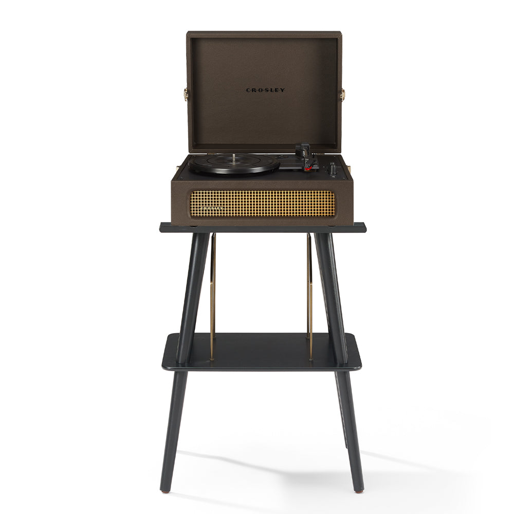 Crosley Voyager Bluetooth Portable Turntable + Turntable Stand Bundle - Cocoa