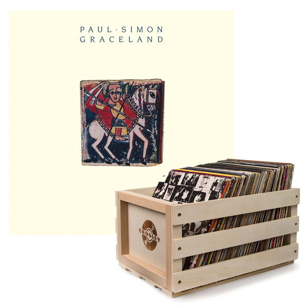 Paul Simon Graceland Vinyl Album & Crosley Record Storage Crate Bundle