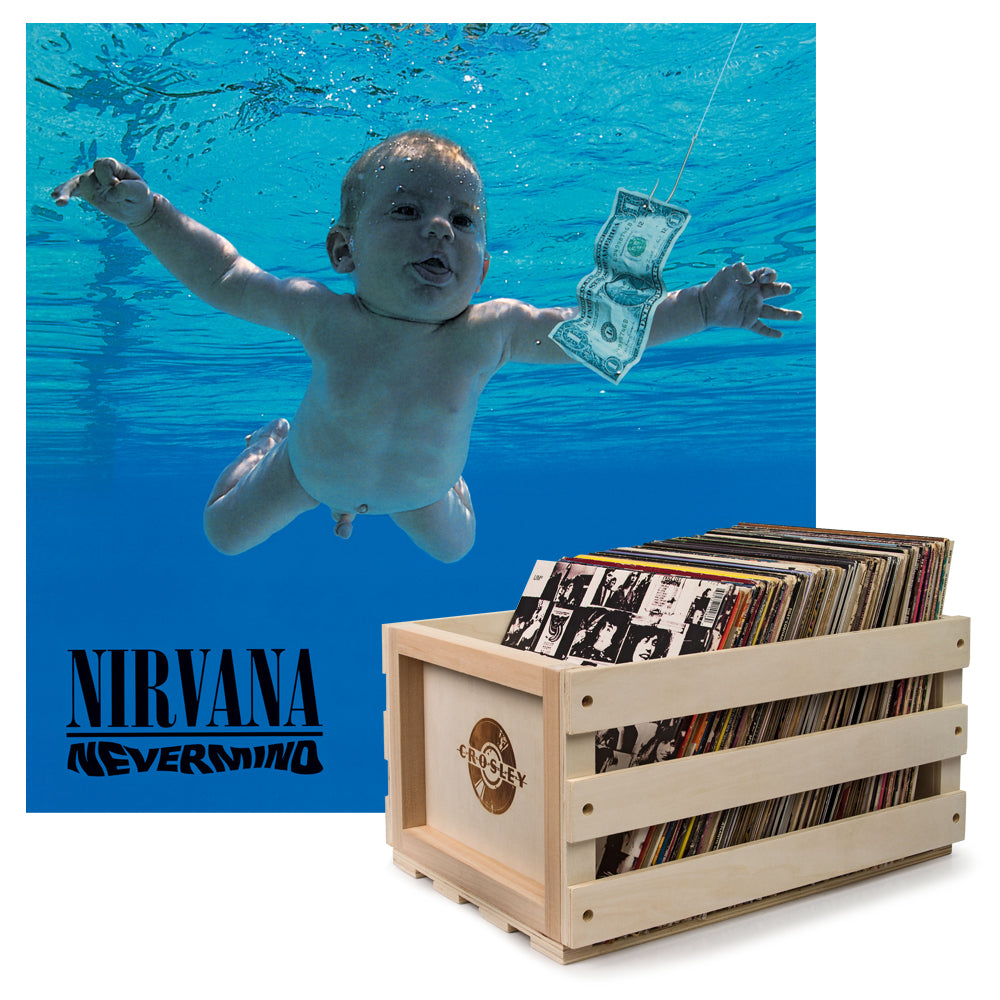 Nirvana Nevermind Vinyl Album & Crosley Record Storage Crate Bundle