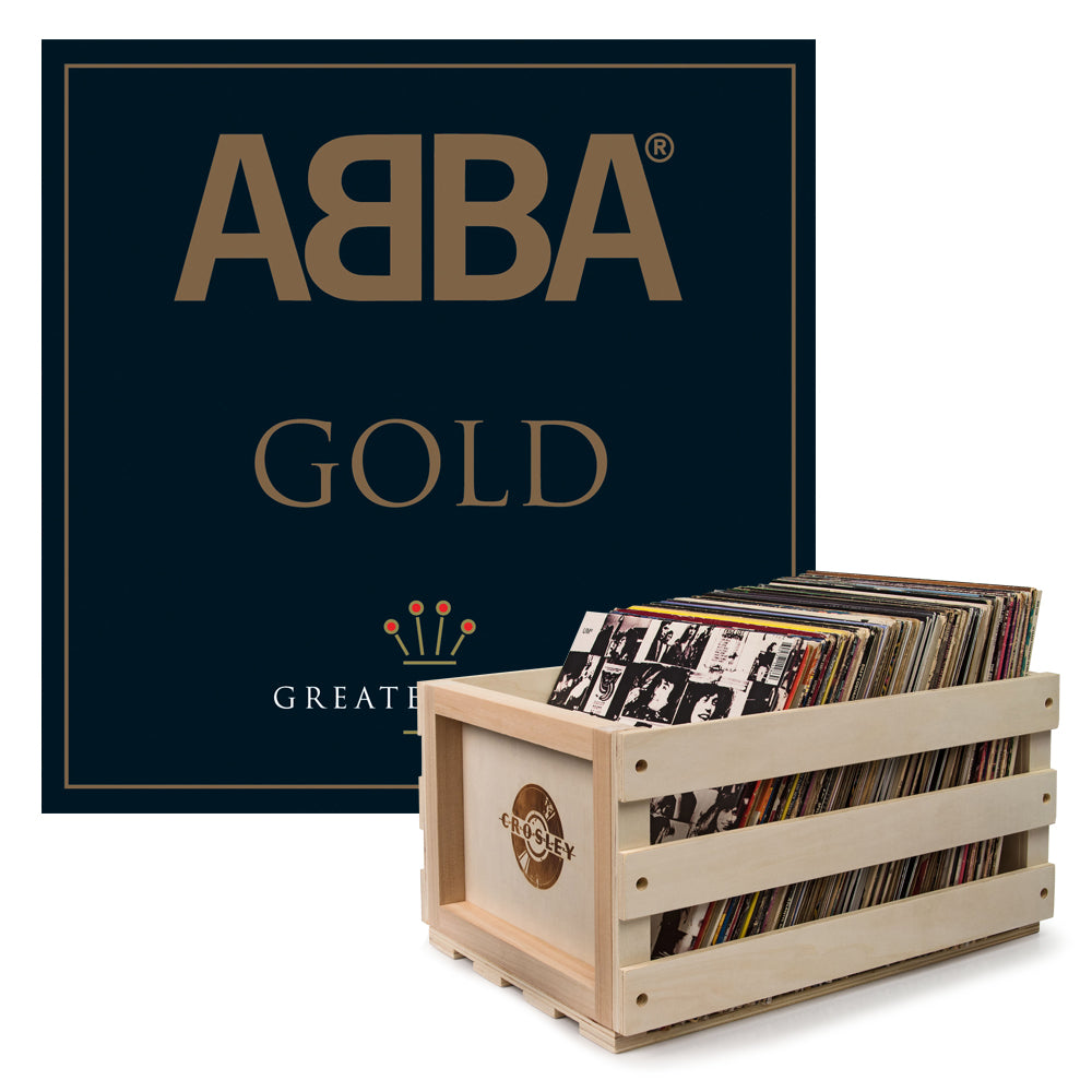 Crosley Record Crate + ABBA Gold – Double Vinyl Album Bundle