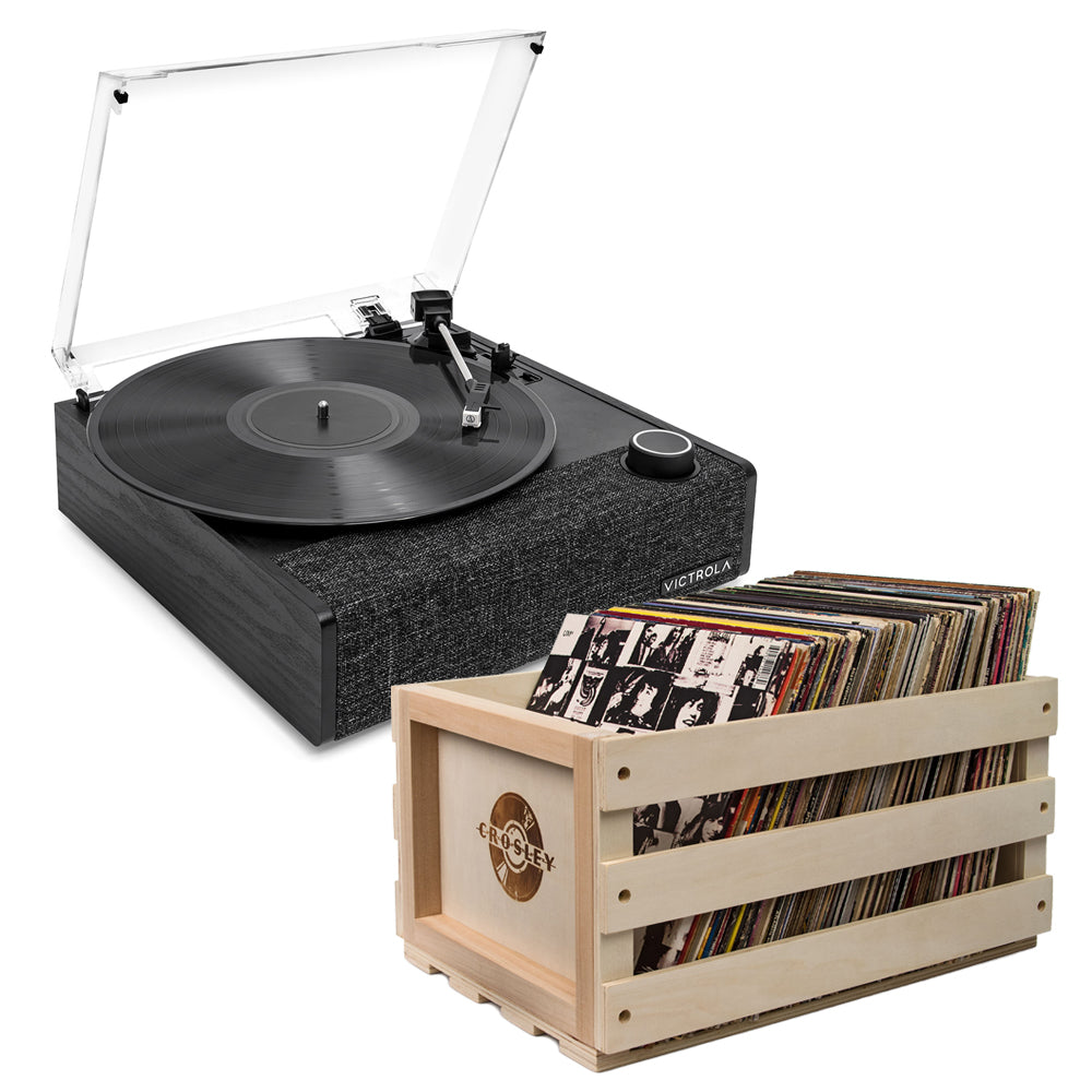 Victrola Eastwood II Turntable Black with Record Crate