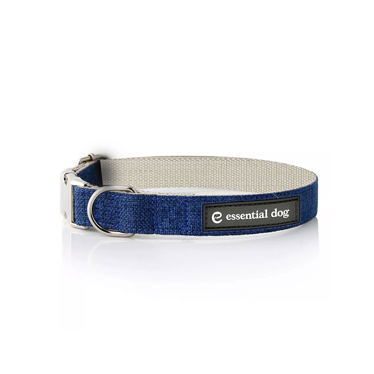 Natural Hemp and Cotton Dog Collar Ink Blue