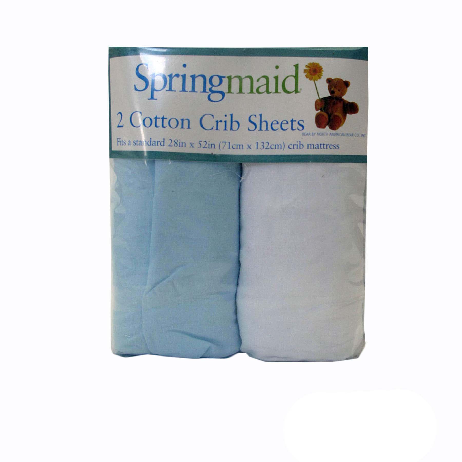 2 Piece Baby Cot Cotton Fitted Sheet Blue White