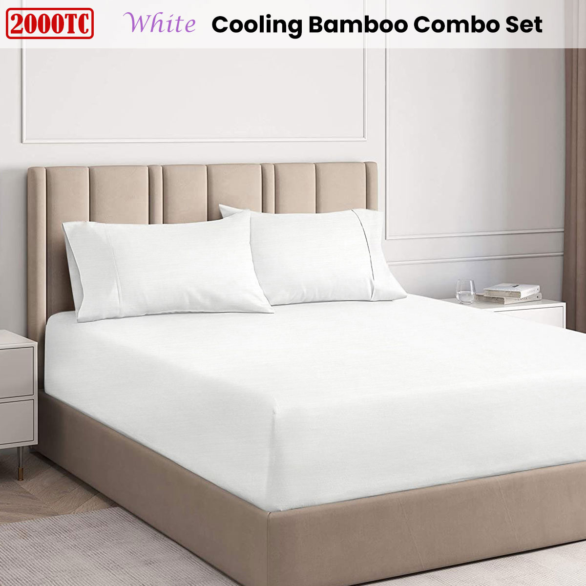 Ramesses White 2000TC Cooling Bamboo Combo Set King - Image 2