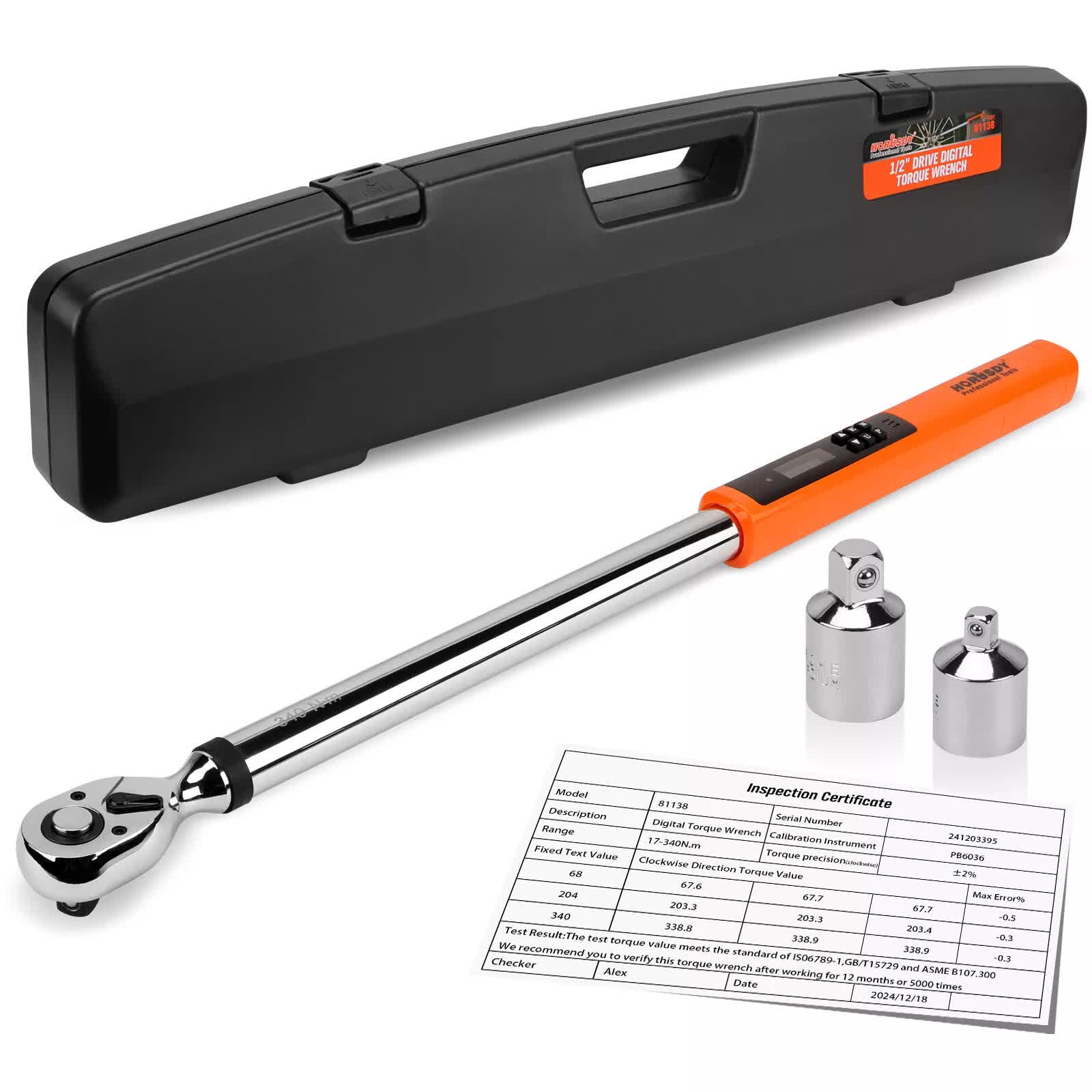 3Pc 1/2 Inch Digital Torque Wrench Set Adjustable For Motorcycle