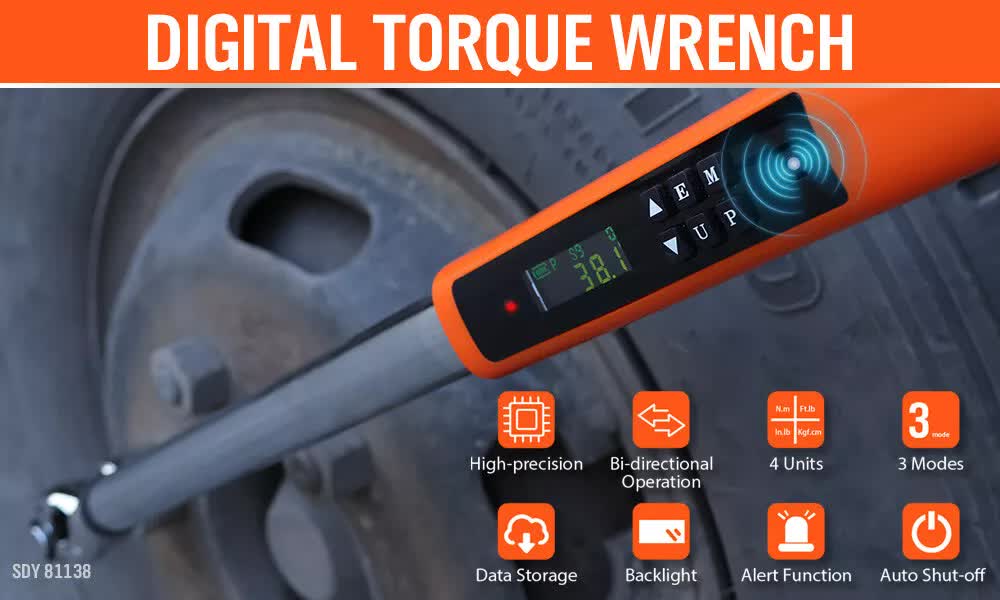 3Pc 1/2 Inch Digital Torque Wrench Set Adjustable For Motorcycle - Image 2