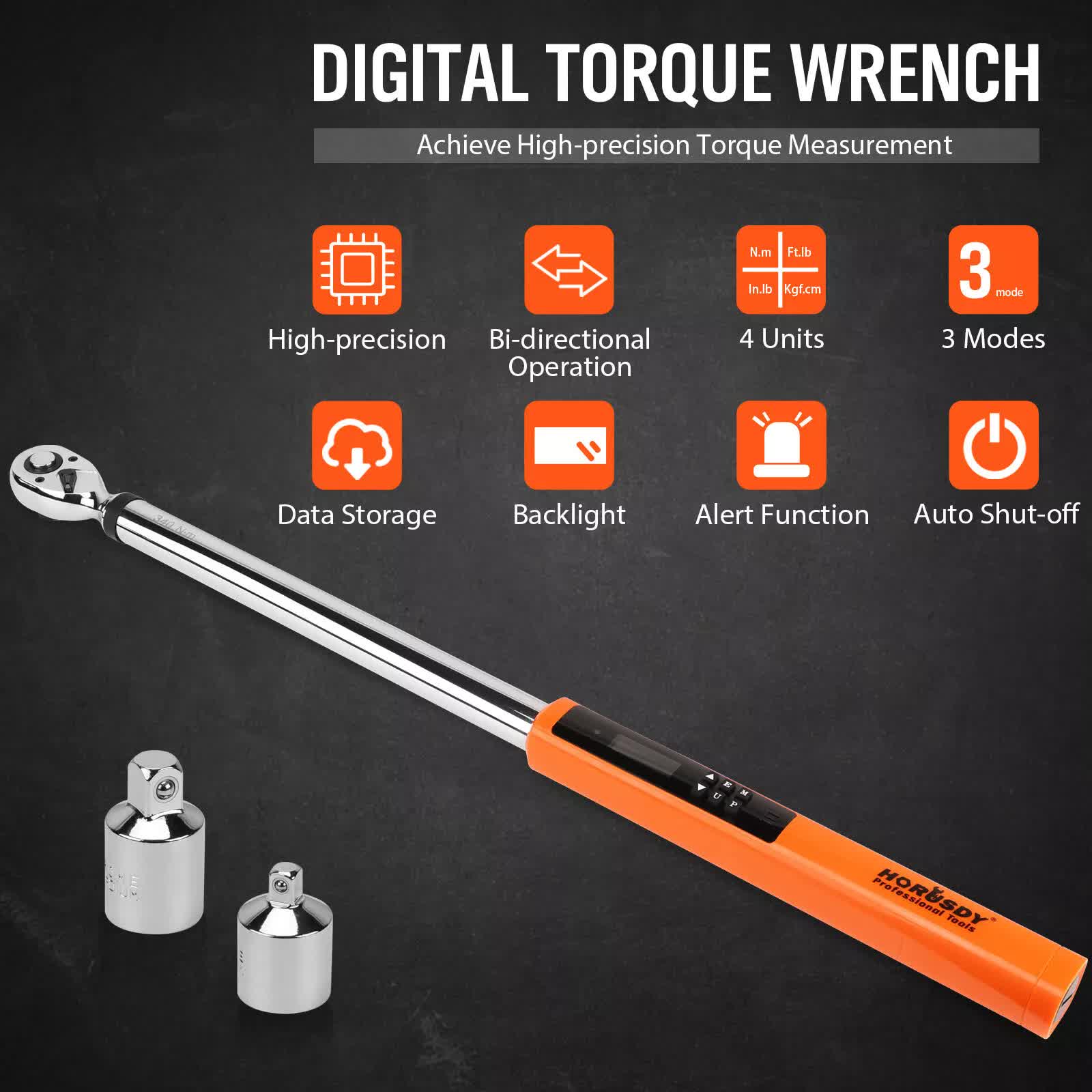 3Pc 1/2 Inch Digital Torque Wrench Set Adjustable For Motorcycle - Image 3