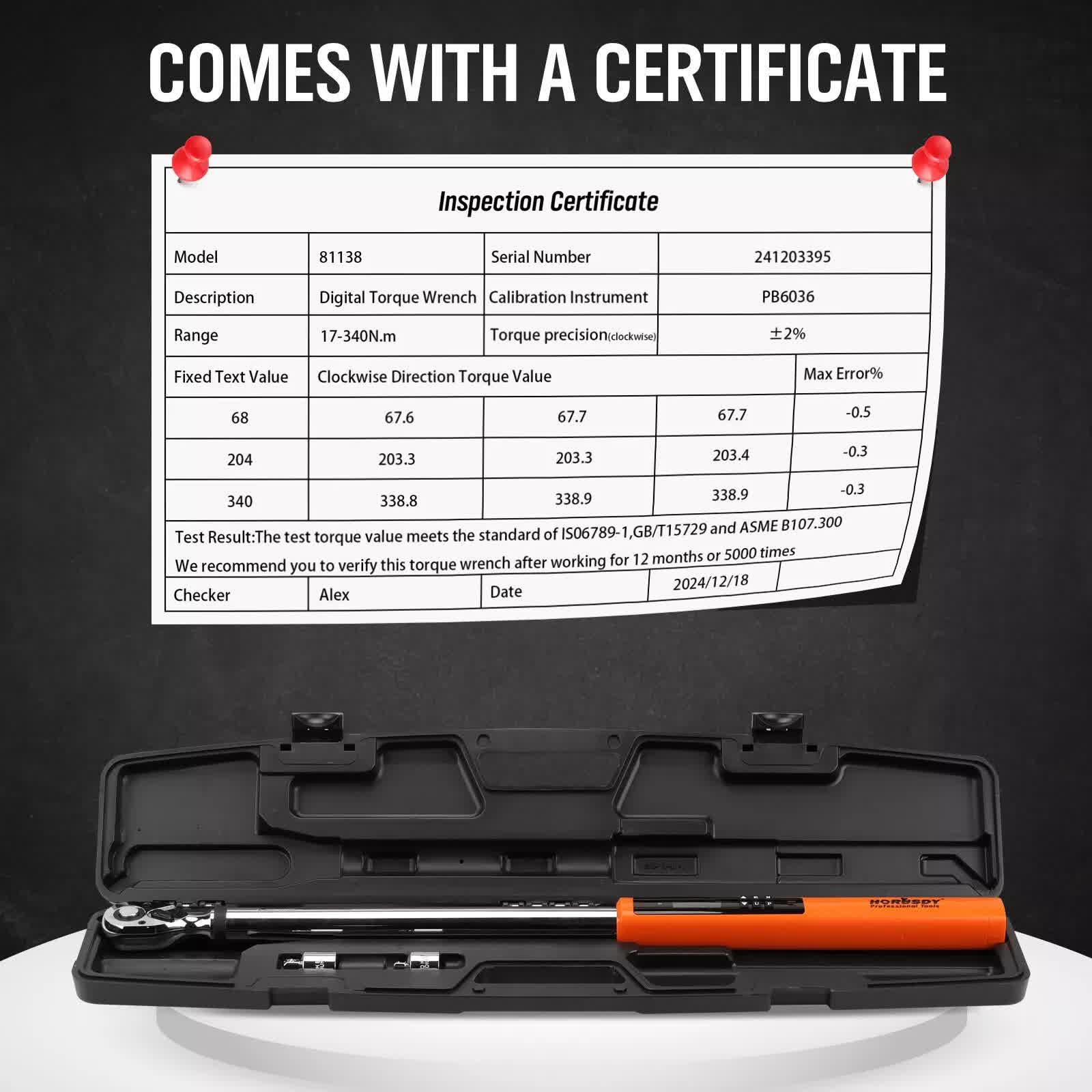 3Pc 1/2 Inch Digital Torque Wrench Set Adjustable For Motorcycle - Image 8
