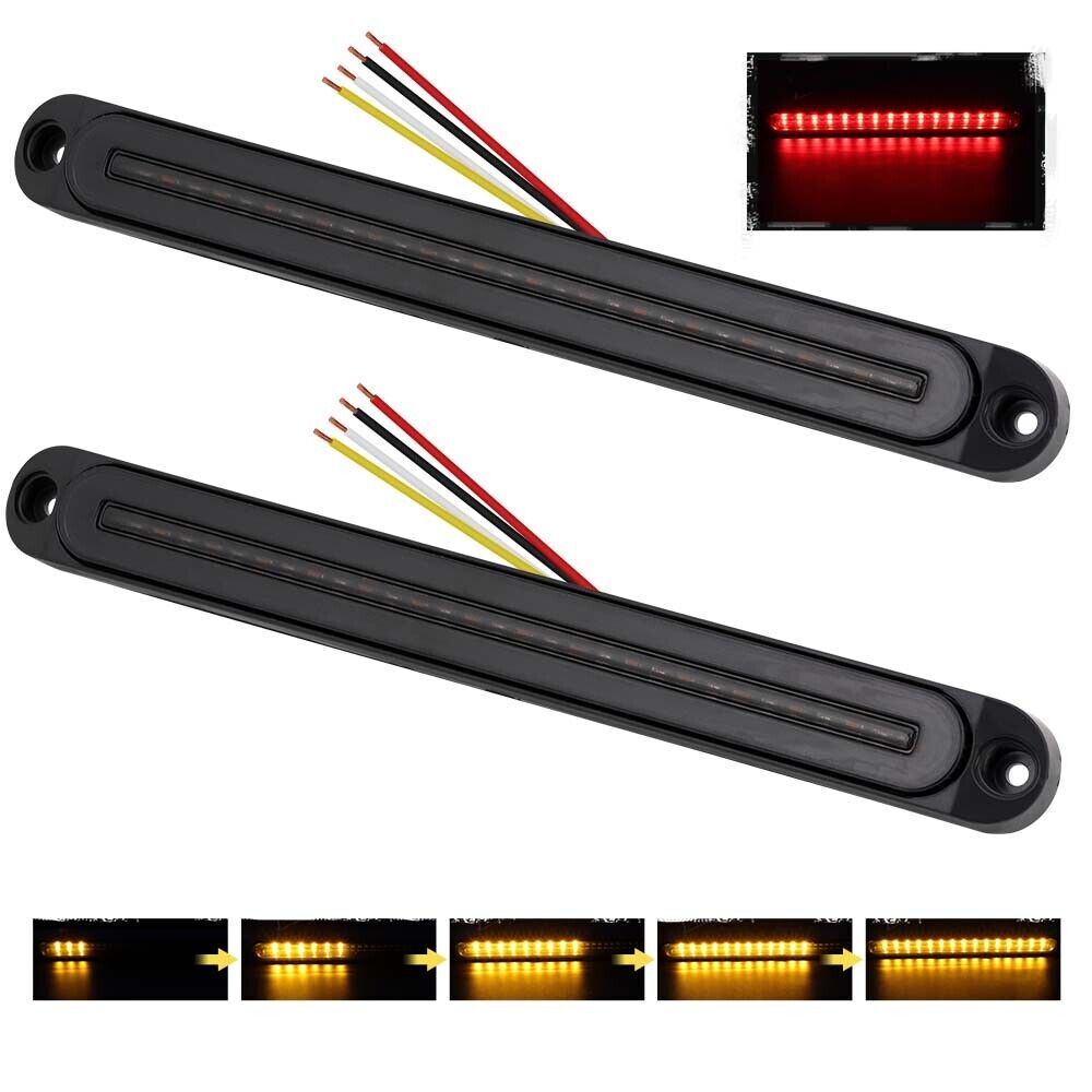 2-Piece Waterproof IP68 LED Tail Lights Flowing Turn Signal Stop Brake Trailer