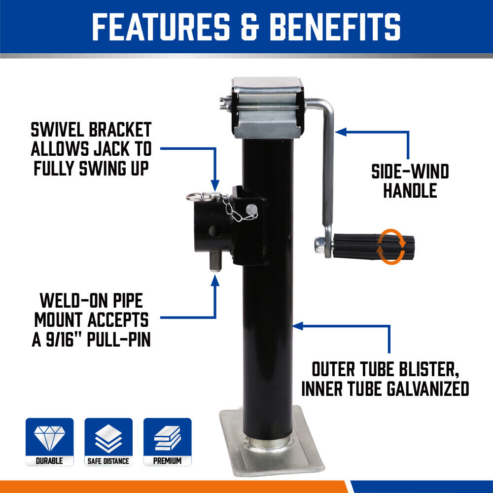 2-Pack Heavy-Duty Trailer & Caravan Canopy Jack Stands (2267kg Capacity) with Weld Brackets - Image 5