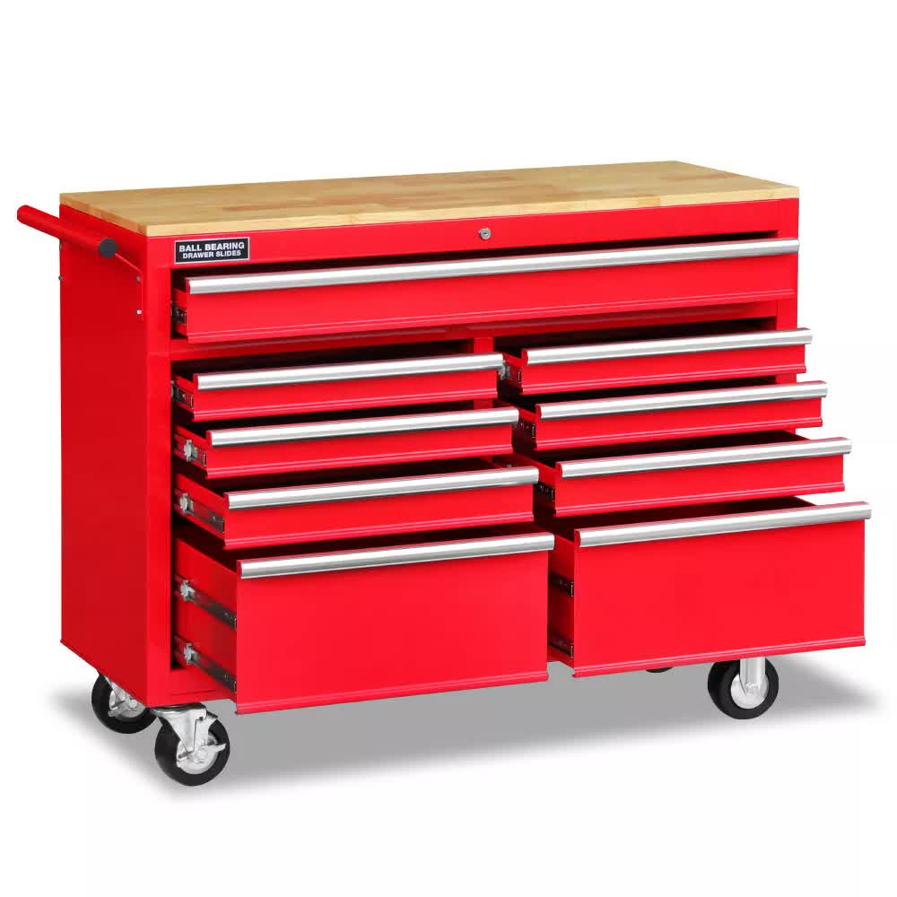 Red 9-Drawer Steel Tool Chest Trolley Cabinet (1000lbs Capacity)