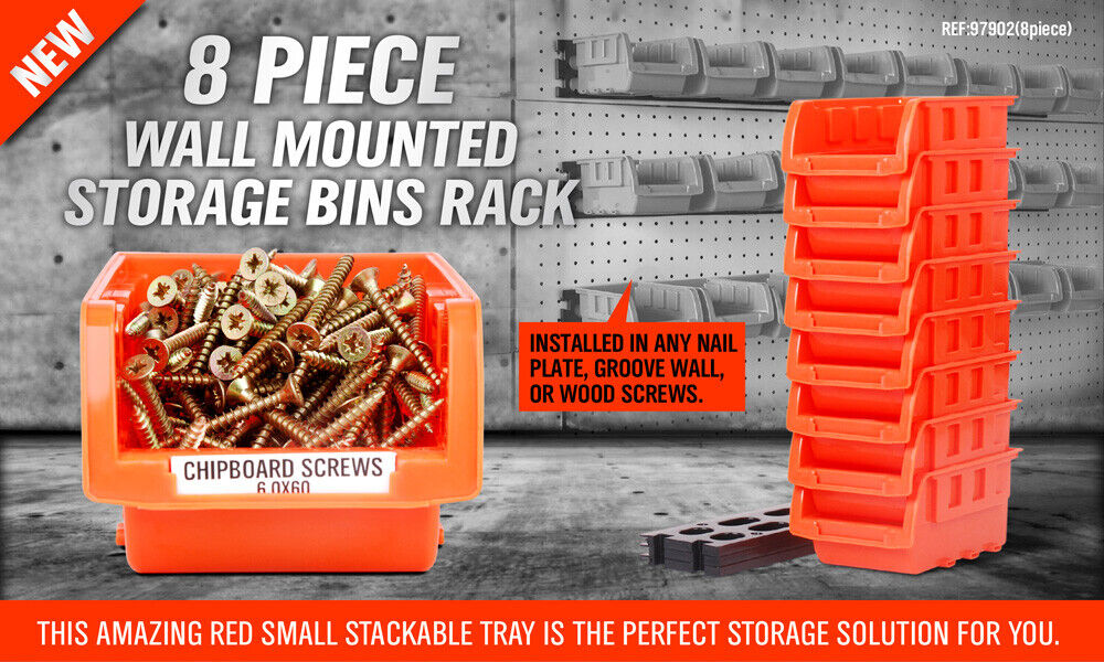 8-Piece Wall Mounted Storage Bins Rack Set for Nuts - Image 2
