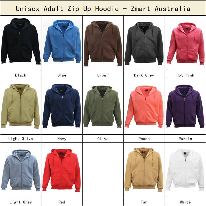Adult Unisex Zip Hoodie Black 2XL - Image 3