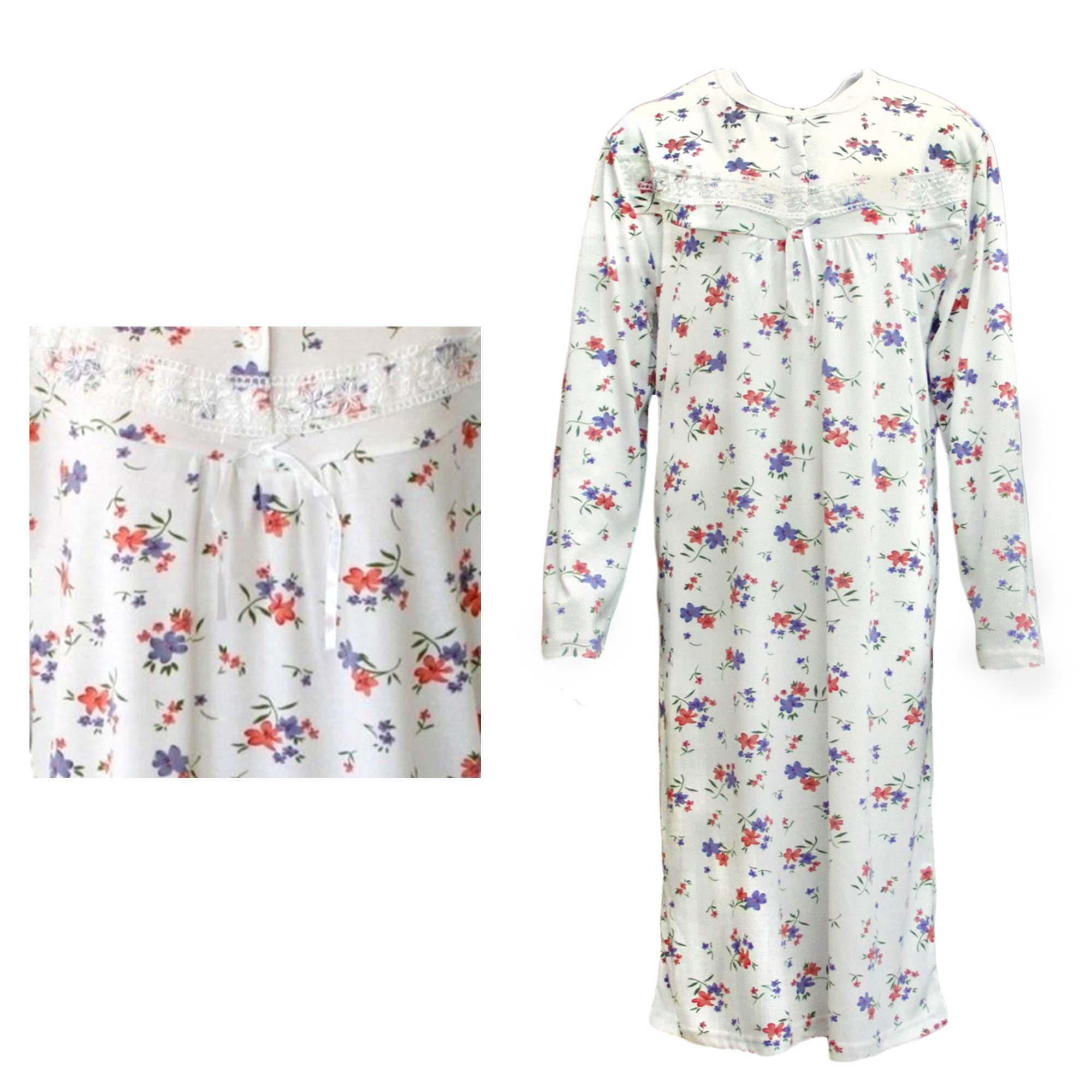 Womens Cotton Nightie Red Purple Flowers Size 22