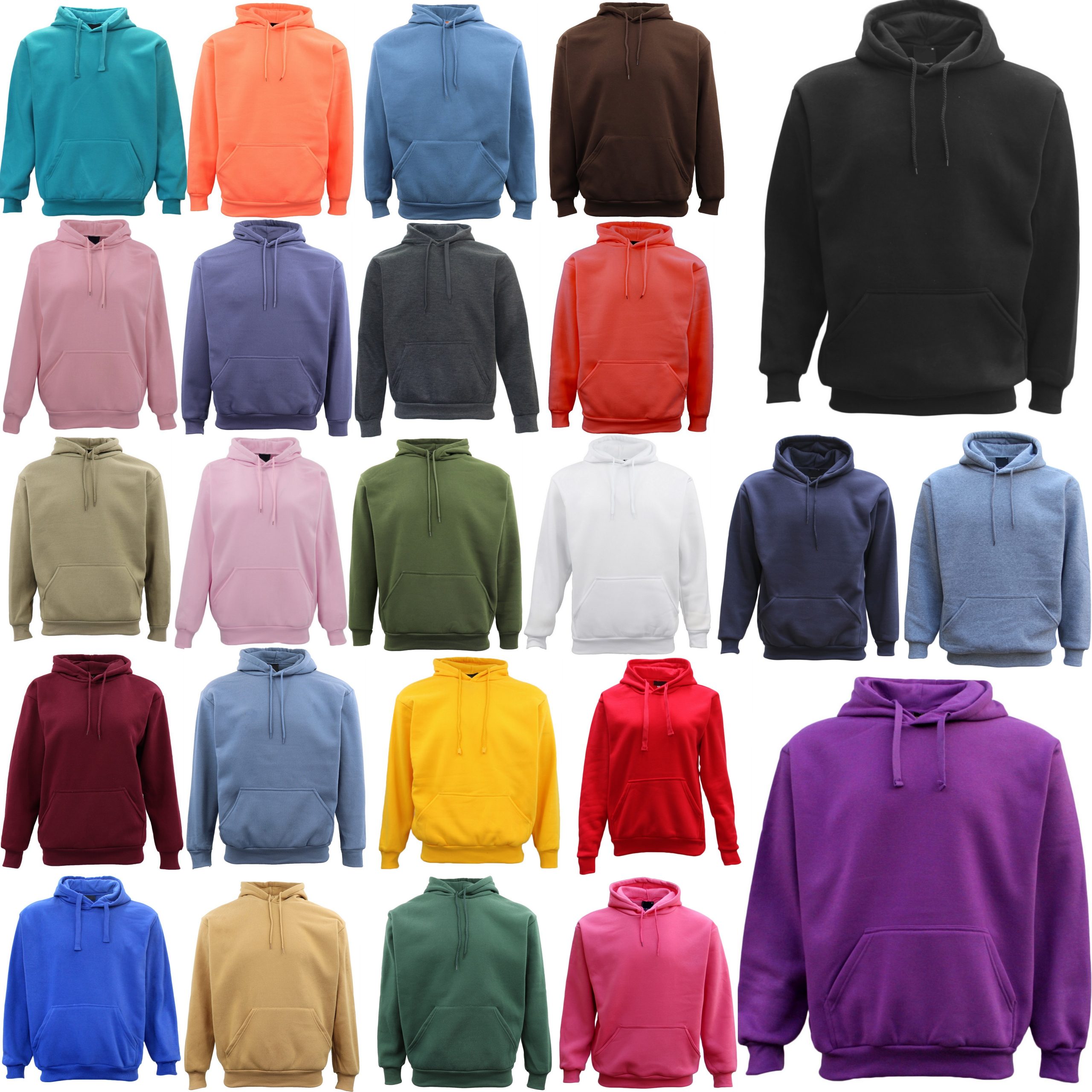 Adult Unisex Plain Hoodie Purple L - Image 2