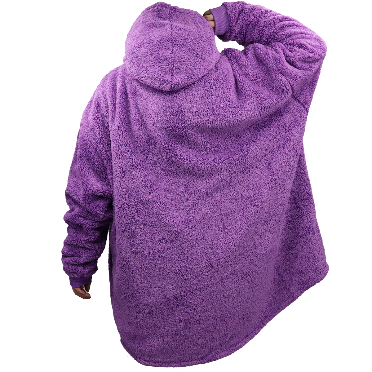 Oversized Fleece Hoodie Blanket - Blue Tie-Dye (Adult) - Image 6