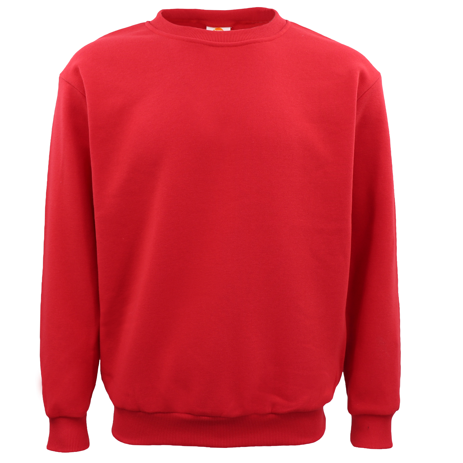 Men's Plain Long Sleeve Crew Neck Fleece Jumper (Red, 2XL)
