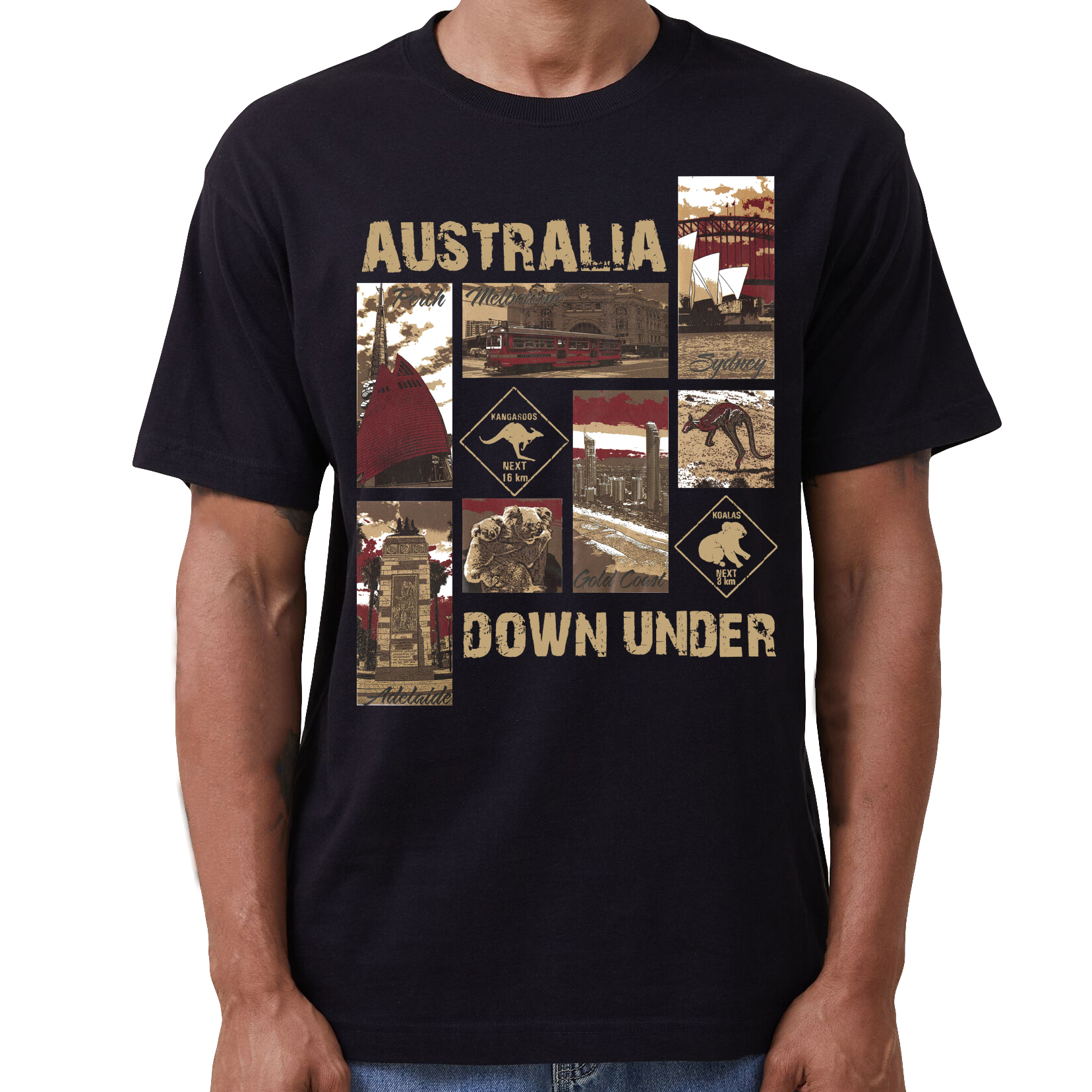 Australia Down Under Souvenir Unisex T-Shirt - Black XL