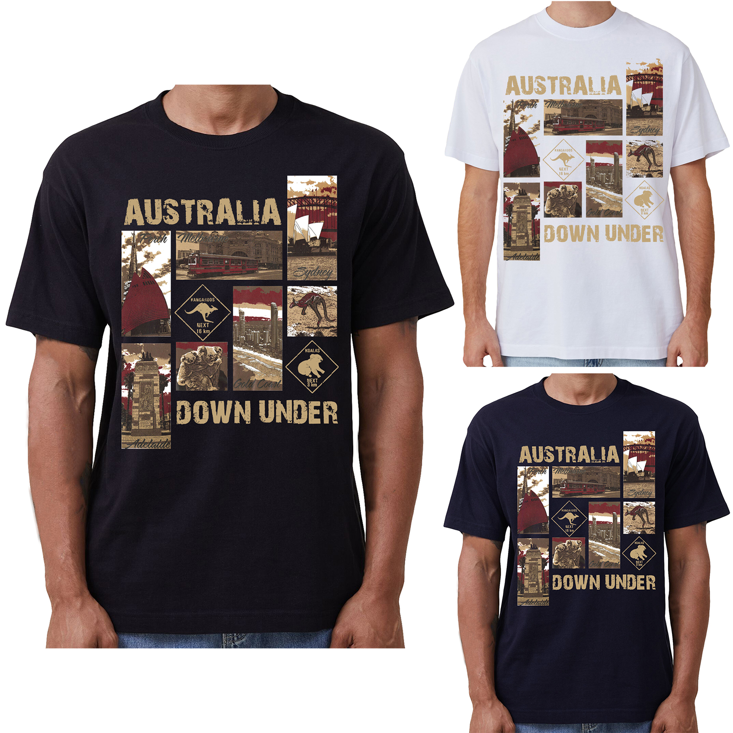 Australia Down Under Unisex 100% Cotton Souvenir T-Shirt - Navy, Size M - Image 2
