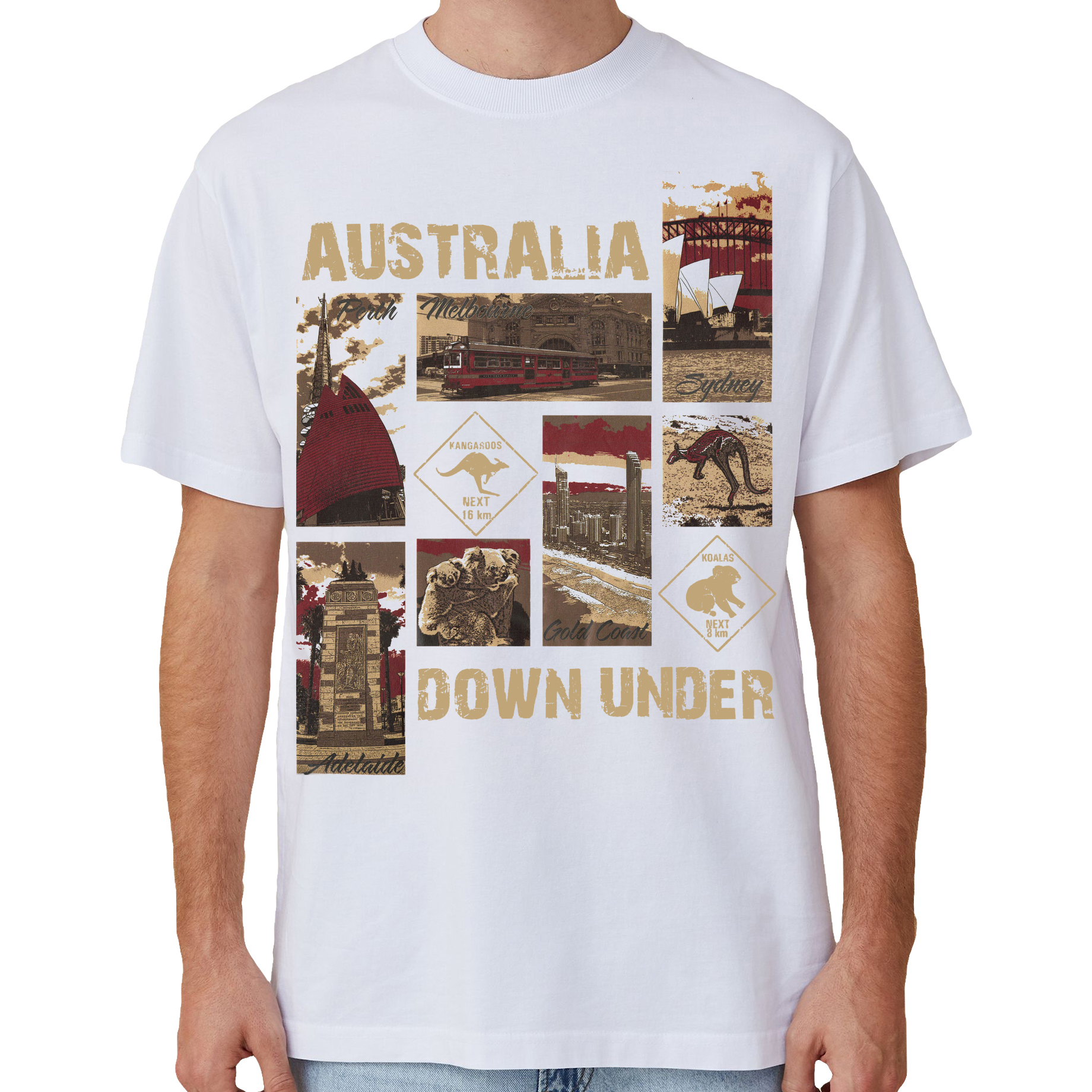 Australia Down Under Souvenir Unisex T-Shirt - White XL