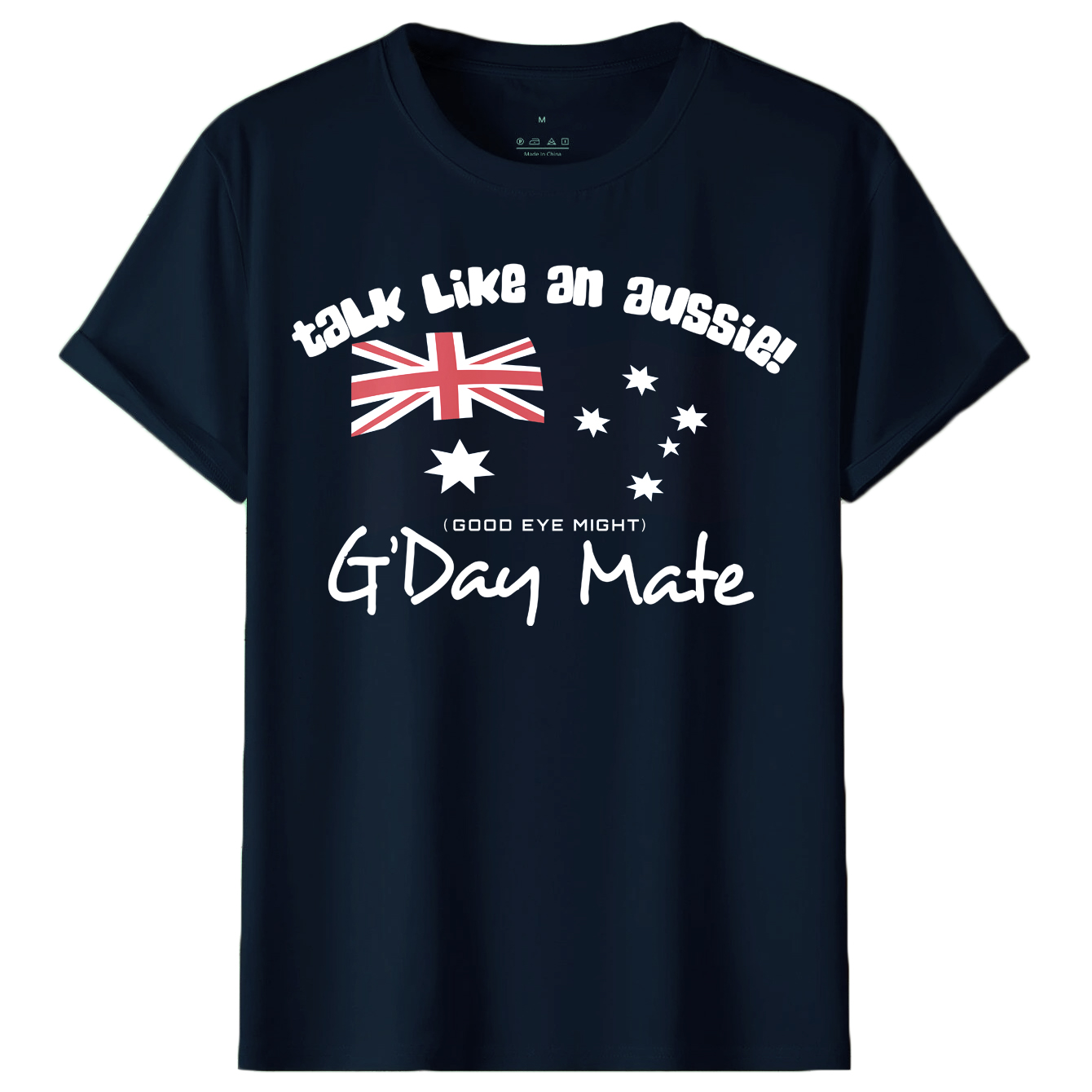 Australian Flag G'Day Mate 100% Cotton T-Shirt - Navy, Size XL - Image 2