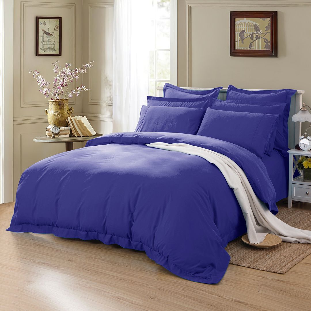 1000TC Tailored Super King Royal Blue Duvet Cover - Image 2