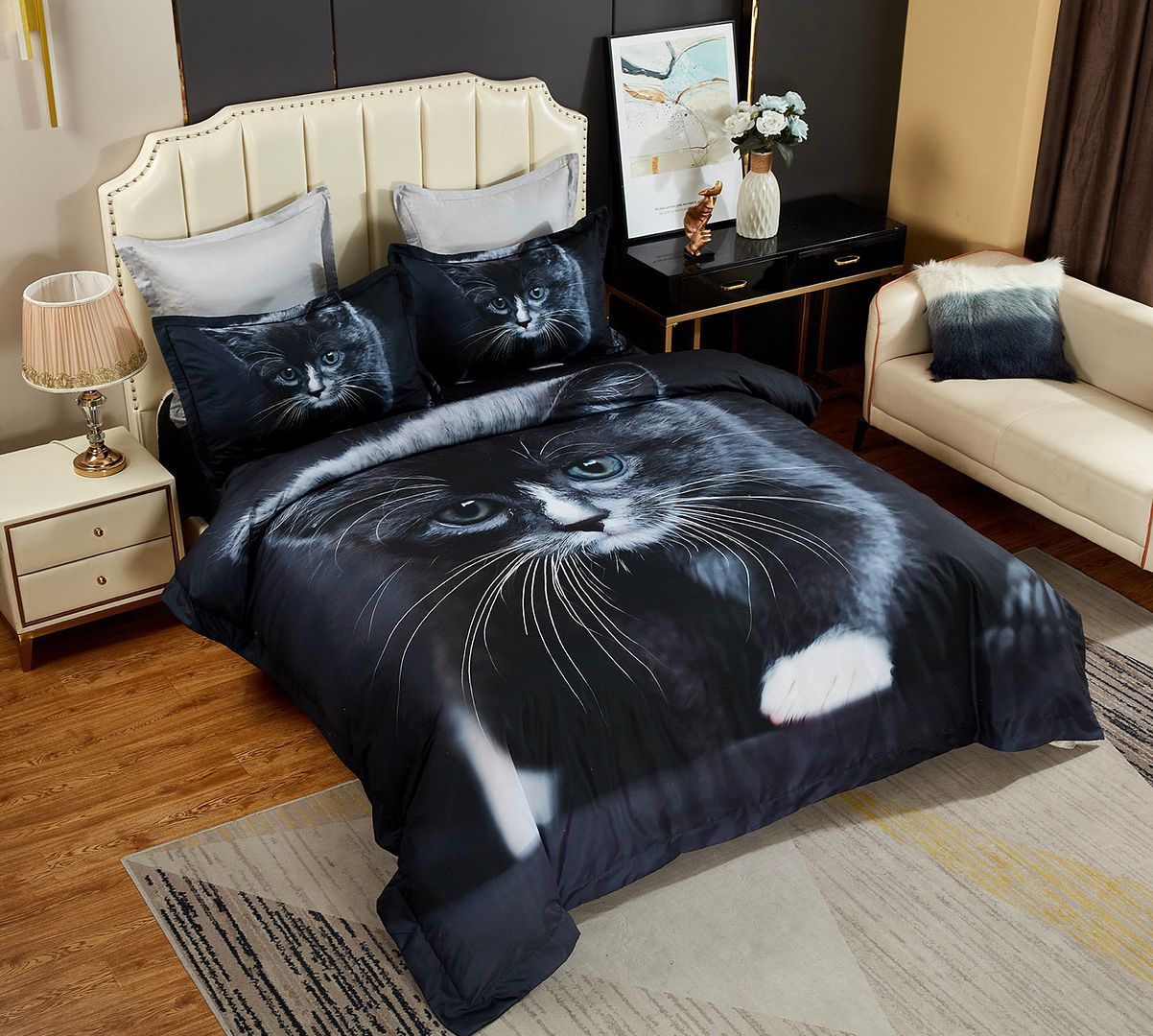 Cute Cat Printed Quilt Cover Set King - Image 2