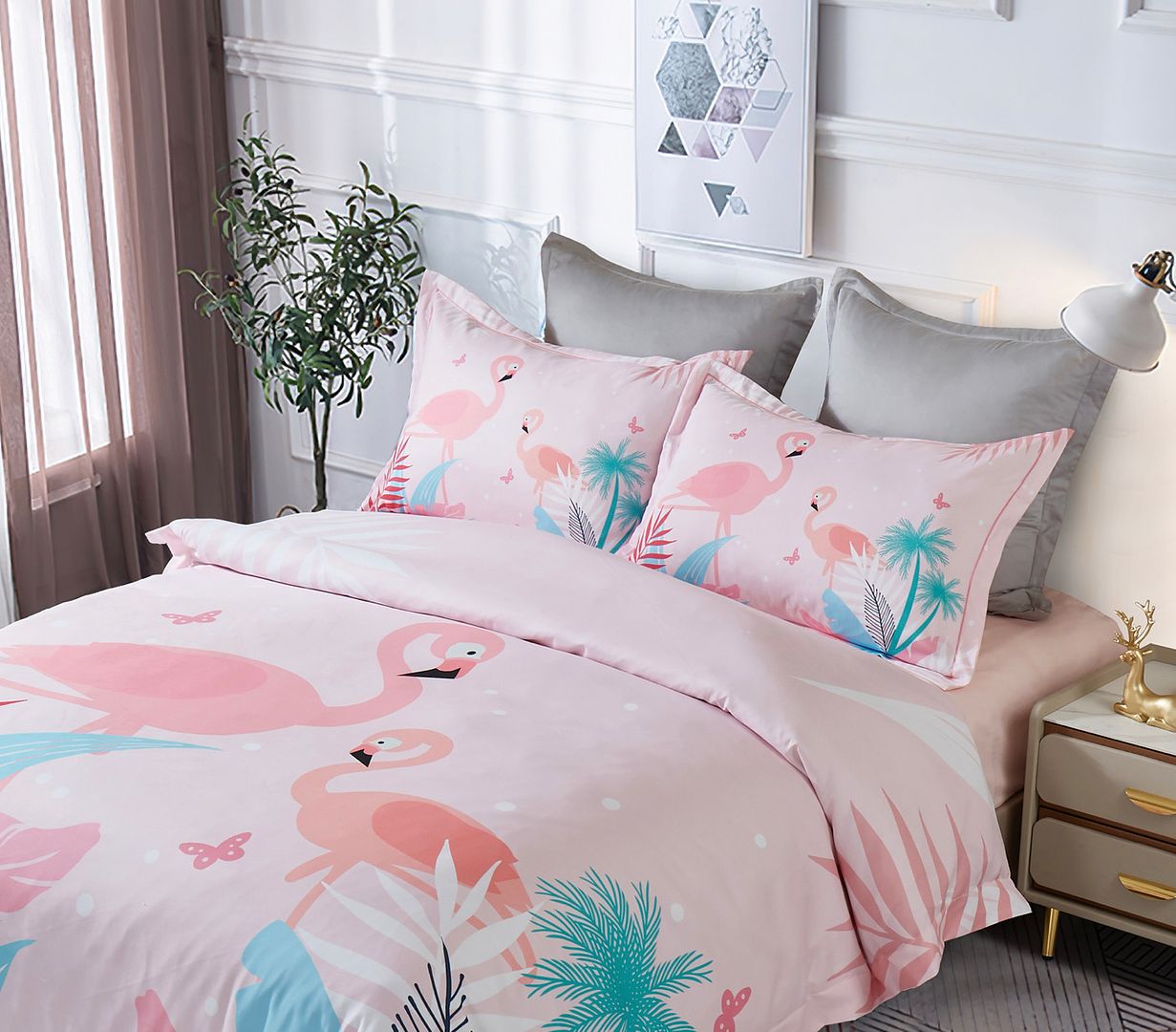 Flamingo Kids Bedding Quilt Cover Set Single - Image 2