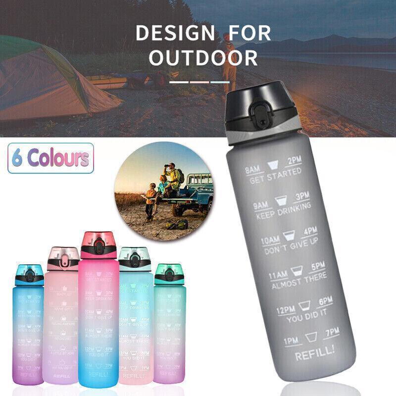 1L Water Bottle Motivational Blue Purple