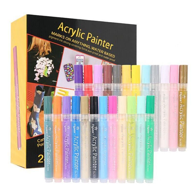 Flysea Acrylic Paint Markers - 24 Colours