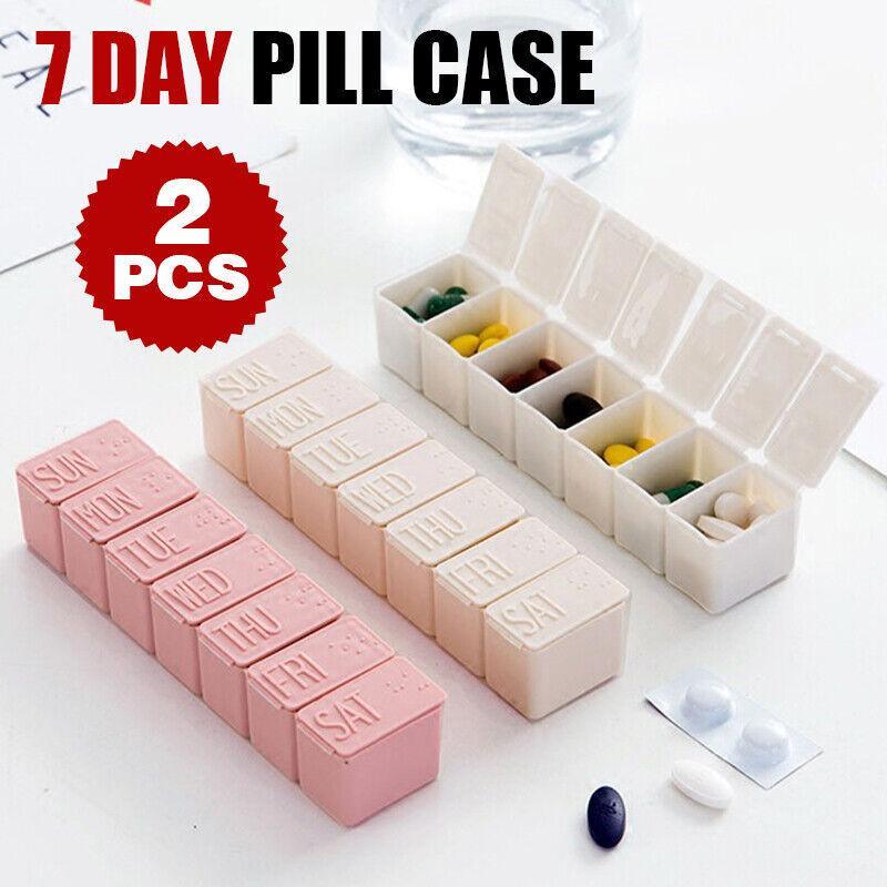 2X 7 Day Weekly Pill Box Pink