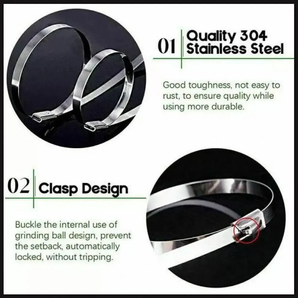 20X Stainless Steel Cable Ties 4.6x400mm - Image 10