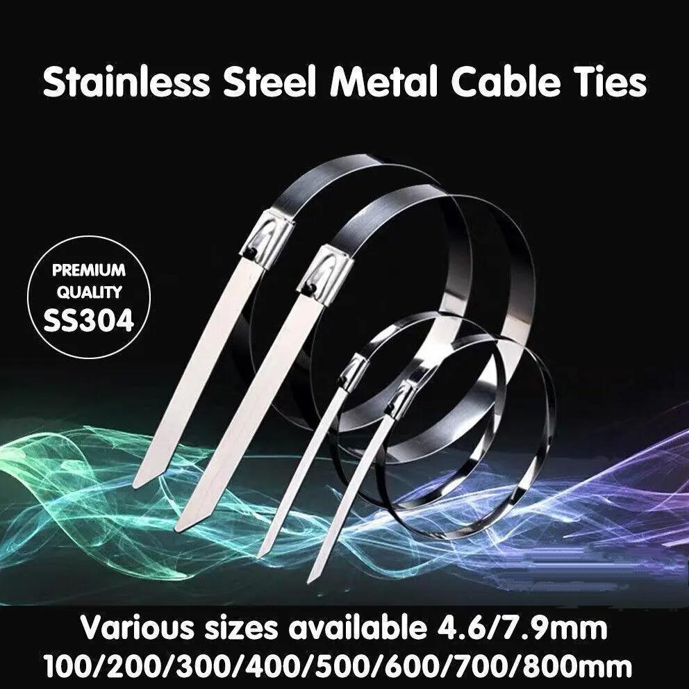 100x Stainless Steel Cable Ties 4.6x200mm