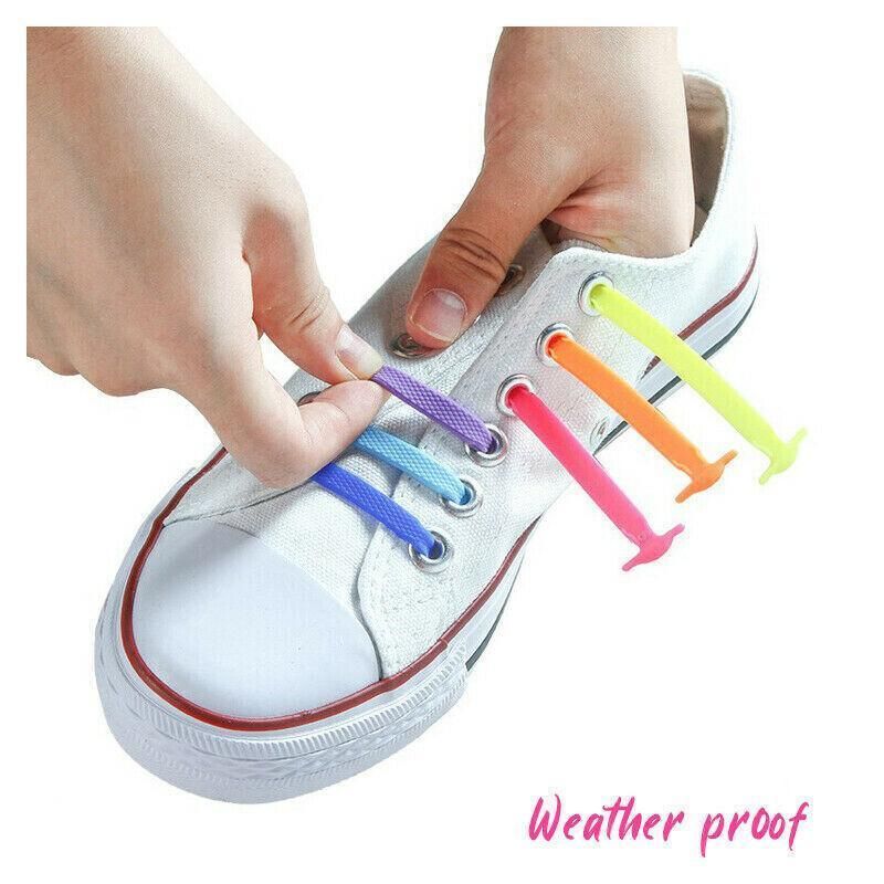 No Tie Elastic Silicone Shoe Laces Dark Blue 16PCS - Image 9