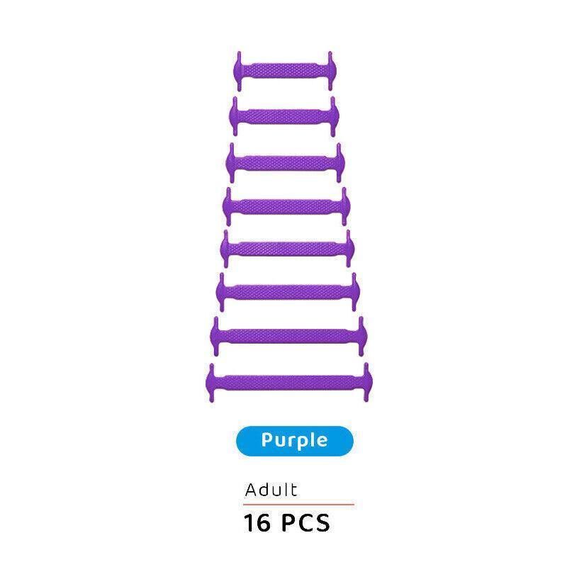 No Tie Elastic Silicone Shoe Laces Purple 16PCS