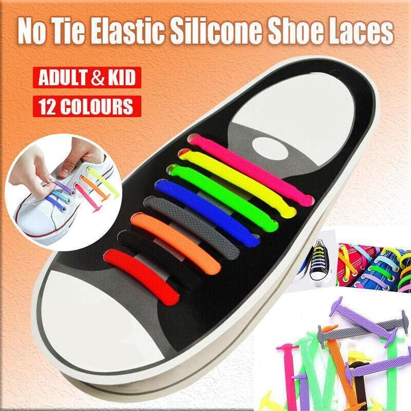 No Tie Elastic Silicone Shoe Laces Brown 16PCS - Image 2