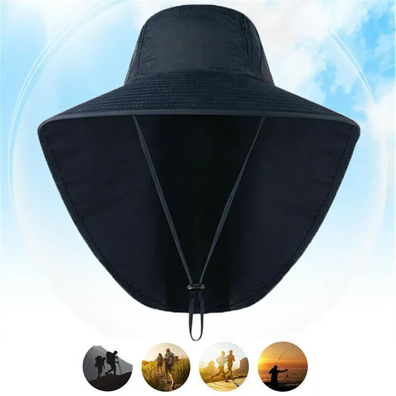 Neck Flap Fishing Hat - Black - Image 7