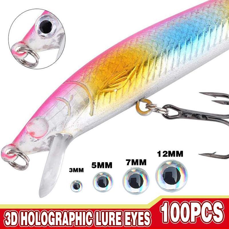 100PCS Fish Eyes 3D Holographic Silver 5mm