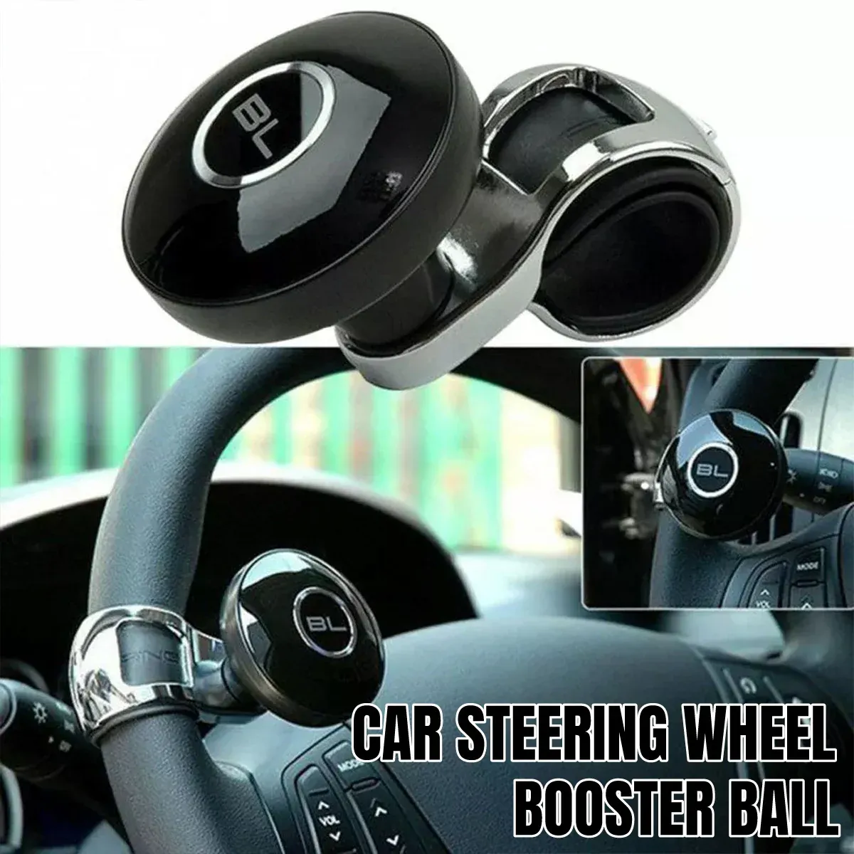 Universal Black Metal Steering Wheel Helper Knob