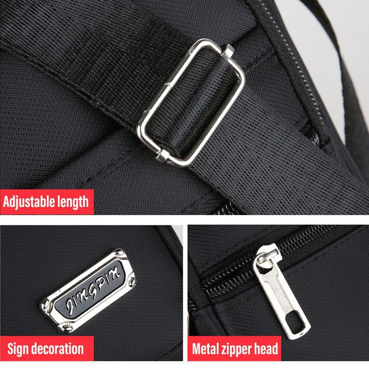 Mens Crossbody Shoulder Bag Brown 4 Zippers - Image 4