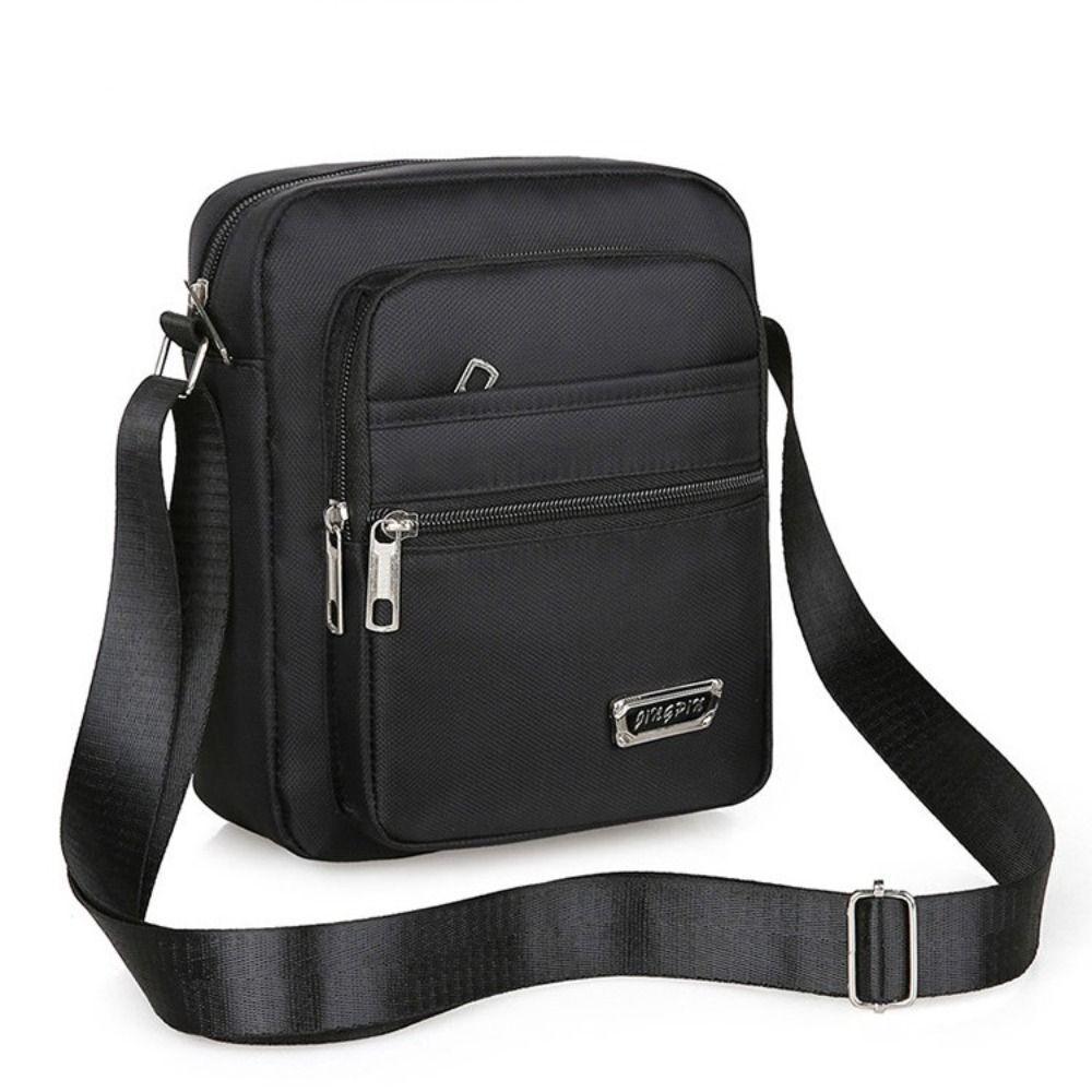 Mens Crossbody Shoulder Bag Brown 4 Zippers - Image 7