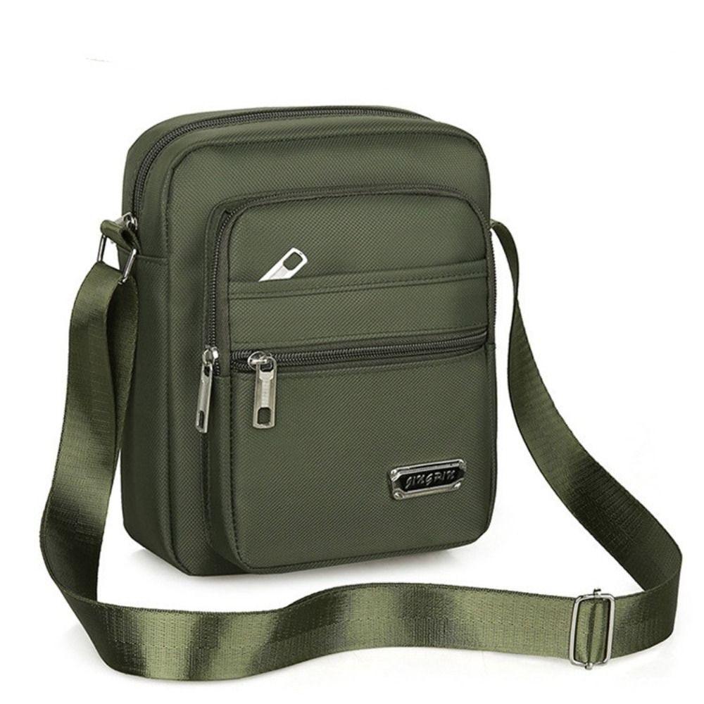 Mens Crossbody Shoulder Bag Brown 4 Zippers - Image 11