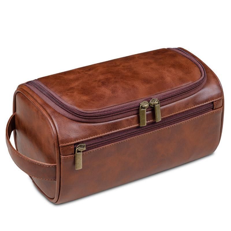 Large Capacity Waterproof Travel Toiletry Bag Red Brown